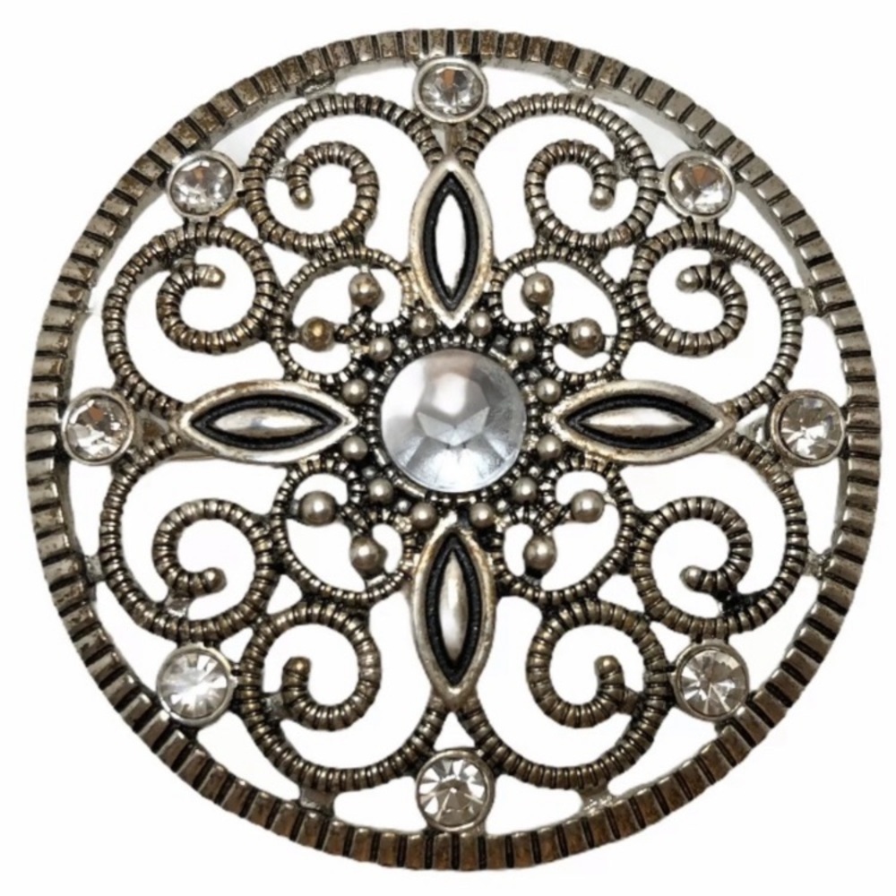 Premier Designs Rhinestone Silver-tone Brooch Pin Scarf Pendant Accessory